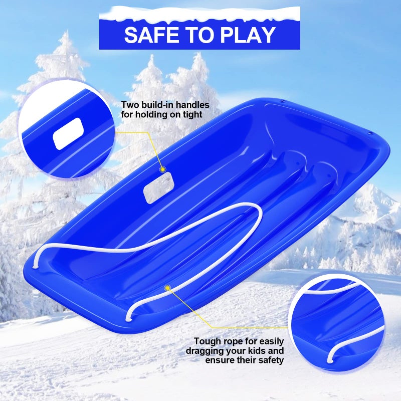 AGPTEK 35 Inch Durable Downhill Sprinter Toboggan Snow Sled for Boys Girls Adults with Built-in Handles and Pulling Rope - Image 3